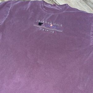 Vintage 90s 2XL‎ Jackson Hole Wyoming Travel Shirt Purple